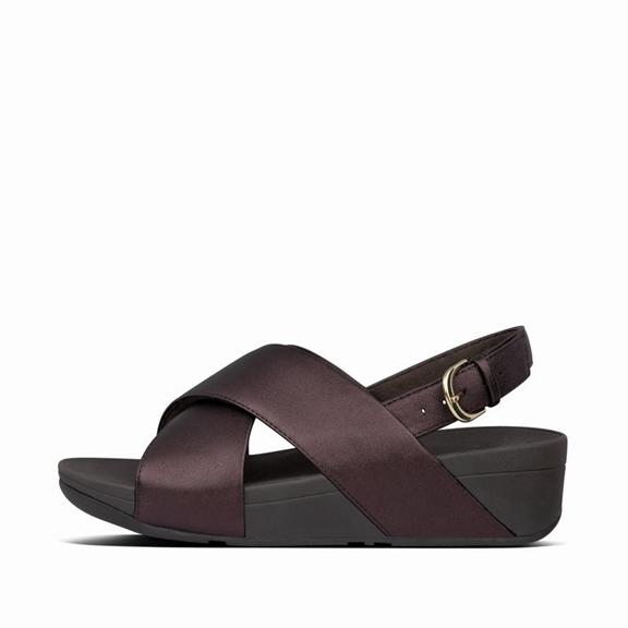 Sandales À Lanière Femme Fitflop Lulu Criss Cross Cuir Chocolat Metal (VOK152908)